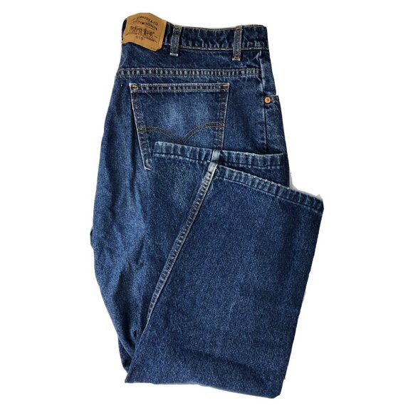 Vintage Levi Strauss 619 Mens 42x25 Blue Denim Jeans Straight Hemmed - Picture 1 of 8